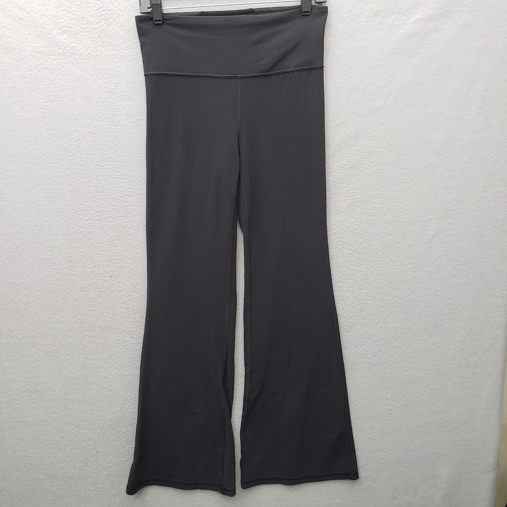 Athleta Elation Flare Pants Solid Black Yoga Leggings Athleisure Wide Band Sz M